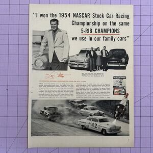 1955 Champion Spark Plugs Ad Nascar Stock Racing Lee Petty & sons